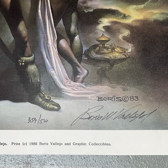 Boris Vallejo Signed Print The Executioner 1986 Fantasy Art #359/500 20x14 Rare - Picture 5 of 5